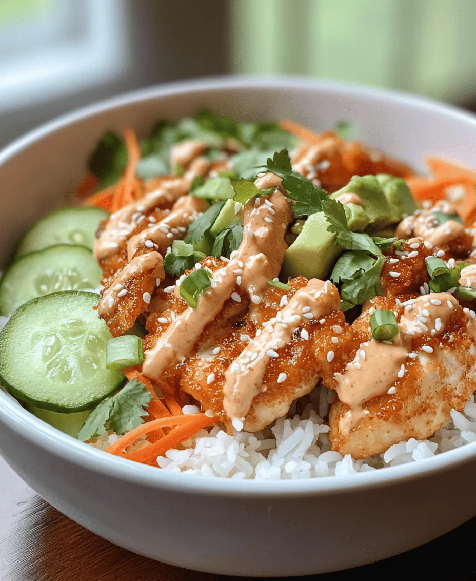 The Bang Bang Chicken Bowl is ideal for busy weeknights when you need something quick yet scrumptious. It’s perfect for meal prepping, allowing you to whip up a batch and enjoy it throughout the week. The combination of seasoned chicken, crisp vegetables, and aromatic rice creates a satisfying meal that can easily be customized to suit your taste preferences. Additionally, the dish is versatile; whether you're serving it for a family dinner or a casual gathering with friends, it promises to impress.