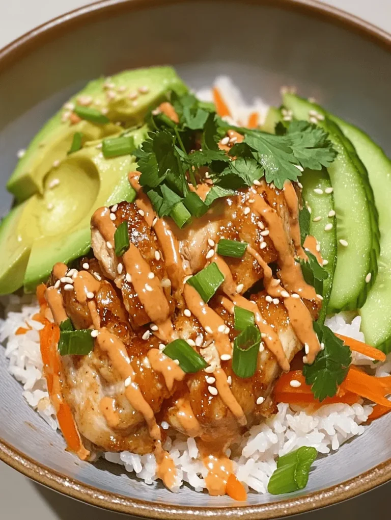 The Bang Bang Chicken Bowl is ideal for busy weeknights when you need something quick yet scrumptious. It’s perfect for meal prepping, allowing you to whip up a batch and enjoy it throughout the week. The combination of seasoned chicken, crisp vegetables, and aromatic rice creates a satisfying meal that can easily be customized to suit your taste preferences. Additionally, the dish is versatile; whether you're serving it for a family dinner or a casual gathering with friends, it promises to impress.