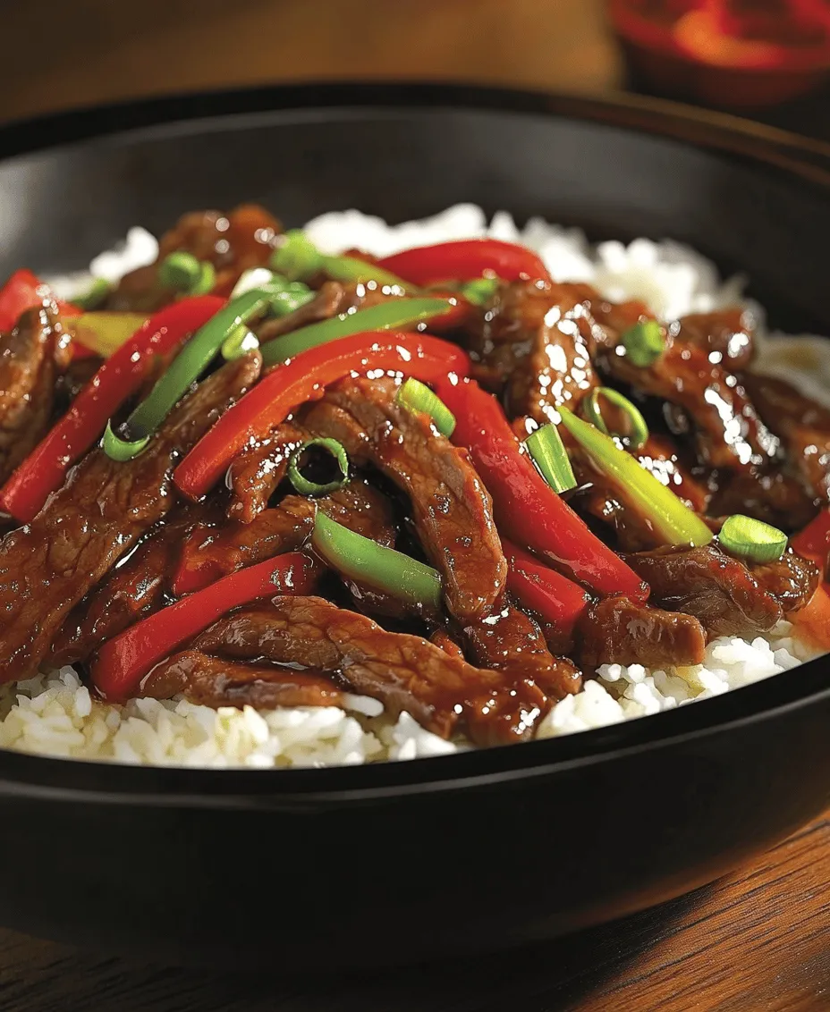 In the world of quick and delicious meals, few dishes can rival the vibrant flavors of <strong>sizzling pepper steak with onions</strong>. This delectable stir-fry recipe showcases tender flank steak, colorful bell peppers, and aromatic garlic and ginger, all expertly tossed in a savory sauce that tantalizes the taste buds. Perfect for busy weeknights or an impressive dinner gathering, this dish is not only easy to prepare but also a feast for the senses.” /></p>
</p>
<h3>Tips for Avoiding Overcooking and Maintaining Tenderness</h3>
</p>
<p>When preparing Sizzling Pepper Steak, one of the most crucial aspects is ensuring that the beef remains tender and juicy. Overcooking is a common pitfall, but with a few simple techniques, you can avoid this and achieve that perfect melt-in-your-mouth texture.</p>
</p>
<p>1. <strong>Choose the Right Cut</strong>: Flank steak is ideal for stir-frying due to its flavor and tenderness, but it’s essential to slice it against the grain for the best results. Cutting against the grain shortens the muscle fibers, making each bite easier to chew.</p>
</p>
<p>2. <strong>Marinate Wisely</strong>: A marinade not only infuses flavor but also helps to tenderize the meat. Use a combination of soy sauce, garlic, and a touch of acid like vinegar or citrus juice to break down proteins. Ensure you marinate for at least 30 minutes, but not longer than a few hours to prevent the meat from becoming mushy.</p>
</p>
<p>3. <strong>Cook in Batches</strong>: Overcrowding the pan can lower the temperature and lead to steaming rather than searing. Cook the beef in batches if necessary, ensuring each piece gets ample contact with the hot surface for a proper sear.</p>
</p>
<p>4. <strong>Use High Heat</strong>: Stir-frying is all about quick cooking at high temperatures. Preheat your wok or skillet until it’s smoking hot before adding the beef. This quick cooking time helps to lock in moisture and keeps the meat tender.</p>
</p>
<h3>Stir-Frying the Vegetables: Achieving the Perfect Texture</h3>
</p>
<p>The vegetables in your Sizzling Pepper Steak should not only add flavor but also a delightful crunch. Achieving the perfect texture requires a bit of attention to timing and cooking techniques.</p>
</p>
<p>1. <strong>Timing for Adding Vegetables</strong>: Start with the vegetables that take longer to cook, such as bell peppers and onions, and add quicker-cooking vegetables like snap peas or broccoli later in the process. This ensures that all your veggies maintain their crunch and vibrant color.</p>
</p>
<p>2. <strong>Techniques for Evenly Cooking Vegetables</strong>: Cut your vegetables into uniform pieces to promote even cooking. Thin strips of peppers and onions will cook faster and can be added at the same time, while thicker pieces should be added first. Stir frequently to avoid burning and ensure that all sides are cooked evenly.</p>
</p>
<h3>Incorporating Aromatics: Elevating the Dish</h3>
</p>
<p>Aromatics like garlic and ginger can elevate your Sizzling Pepper Steak to new heights. Their flavors are essential for creating depth in your dish.</p>
</p>
<p>1. <strong>The Impact of Garlic and Ginger on Flavor Profiles</strong>: Fresh garlic and ginger add a warm, spicy note that balances the savory flavors of the beef and soy sauce. Use fresh ingredients whenever possible for the best taste.</p>
</p>
<p>2. <strong>Timing for Adding Aromatics</strong>: Add minced garlic and ginger to your hot pan just after the beef is nearly cooked. This timing allows their flavors to bloom without burning, ensuring they impart their full taste to the dish.</p>
</p>
<h3>Combining Ingredients: Creating a Harmonious Dish</h3>
</p>
<p>Now that your beef and vegetables are perfectly cooked, it’s time to bring everything together for a harmonious dish.</p>
</p>
<p>1. <strong>How to Properly Mix the Cooked Beef and Vegetables</strong>: Once the beef is seared and the vegetables are bright and crunchy, add them back to the pan together. Use a spatula to gently fold the ingredients together, ensuring that the beef and vegetables are evenly distributed without breaking apart the tender pieces.</p>
</p>
<p>2. <strong>Importance of Seasoning at the Right Moment</strong>: Seasoning at the end of cooking can enhance the overall flavor. Drizzle a little soy sauce or your favorite stir-fry sauce over the combined ingredients, tossing to coat evenly. Taste and adjust with additional seasoning as needed before serving.</p>
</p>
<h3>Serving Suggestions: Completing the Meal</h3>
</p>
<p>To make your Sizzling Pepper Steak truly shine, consider what you will serve alongside it. The right pairings can elevate your meal from good to great.</p>
</p>
<h4>Ideal Pairings: What to Serve with Sizzling Pepper Steak</h4>
</p>
<p>1. <strong>The Benefits of Pairing with Rice vs. Noodles</strong>: Both rice and noodles complement Sizzling Pepper Steak, but they provide different experiences. Steamed jasmine or basmati rice absorbs the savory juices of the dish, creating a comforting and satisfying base. Conversely, stir-fried noodles offer a chewy texture that pairs beautifully with the tender beef and crisp vegetables. Choose based on your preference or even serve both for a feast!</p>
</p>
<p>2. <strong>Suggestions for Side Dishes to Complement the Main Course</strong>: To round out your meal, consider adding a few simple side dishes. A refreshing cucumber salad can provide a cool contrast to the heat of the stir fry, while steamed broccoli or sautéed bok choy adds a touch of green and nutrition. For a warm touch, garlic fried rice can enhance the overall flavor profile of your meal.</p>
</p>
<h3>Garnishing: Adding the Finishing Touch</h3>
</p>
<p>A well-garnished dish not only looks appealing but also adds an extra layer of flavor.</p>
</p>
<p>1. <strong>The Role of Green Onions in Presentation and Flavor</strong>: Sliced green onions are the perfect garnish for Sizzling Pepper Steak. They add a pop of color and a fresh, slightly peppery taste that enhances the overall dish. Sprinkle them generously over the top just before serving.</p>
</p>
<p>2. <strong>Other Garnish Options to Enhance Visual Appeal</strong>: Consider adding sesame seeds for a nutty flavor and crunchy texture or a drizzle of chili oil for a touch of heat. Fresh cilantro or parsley can also provide a burst of color and freshness.</p>
</p>
<h3>Nutritional Insights: A Balanced Meal</h3>
</p>
<p>Sizzling Pepper Steak is not only delicious but can also be part of a balanced diet when prepared mindfully.</p>
</p>
<h4>Analyzing the Nutritional Profile</h4>
</p>
<p>1. <strong>Breakdown of Calories, Protein, and Other Nutrients</strong>: A typical serving of Sizzling Pepper Steak contains approximately 350-400 calories, depending on the cut of beef and type of oil used. It is rich in protein, offering around 30 grams per serving, making it a satisfying meal that can keep you full.</p>
</p>
<p>2. <strong>Health Benefits of the Ingredients Used</strong>: This dish is packed with nutrients. Bell peppers are an excellent source of vitamins A and C, while flank steak provides essential iron and zinc. The inclusion of garlic and ginger not only enhances flavor but also contributes anti-inflammatory properties.</p>
</p>
<h4>Customizing for Dietary Preferences</h4>
</p>
<p>1. <strong>Suggestions for Making the Dish Gluten-Free</strong>: To make Sizzling Pepper Steak gluten-free, substitute soy sauce with tamari or a gluten-free soy sauce alternative. Ensure that any additional sauces or seasonings are also gluten-free.</p>
</p>
<p>2. <strong>Alternatives for Reducing Calorie Content</strong>: If you’re looking to cut calories, consider using less oil during cooking or opting for a leaner cut of beef, such as sirloin. Adding more vegetables can also lower the calorie density of the meal while boosting its nutritional value.</p>
</p>
<h3>Conclusion: Enjoying Your Sizzling Pepper Steak</h3>
</p>
<p>The Sizzling Pepper Steak with onions is more than just a meal; it embodies a blend of flavors and textures that celebrate the art of cooking. From the marinated flank steak to the vibrant vegetables, each bite offers a delightful experience that can be easily adapted to suit various tastes and dietary needs.</p>
</p>
<p>Whether you are an experienced chef or a novice in the kitchen, this recipe invites you to explore the joy of preparing a homemade stir-fry that is both satisfying and flavorful. With the right techniques and a bit of creativity, you can master this dish and impress your family and friends at the dinner table. Enjoy your culinary creation and the smiles it brings to the table!</p>
<div id=