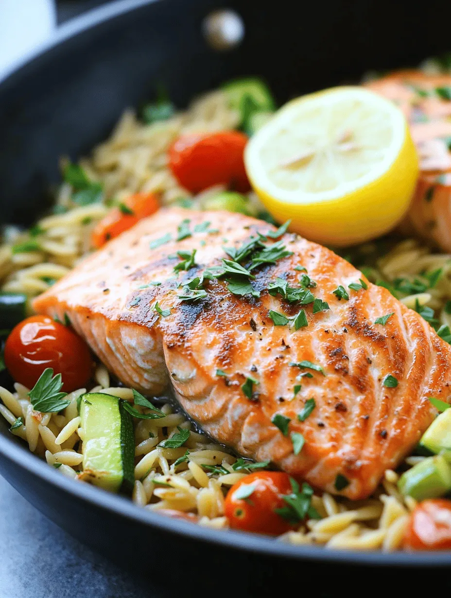 Imagine a dish that brings the freshness of a summer garden and the comfort of a home-cooked meal right to your dinner table. The "Lemon Zest Delight: One Skillet Salmon with Lemon Orzo" perfectly embodies this experience. This vibrant recipe features succulent salmon paired with zesty lemon orzo and a medley of colorful vegetables, all cooked in a single skillet. The beauty of this dish lies not only in its delightful flavors but also in its simplicity, making it an ideal choice for busy weeknight dinners or elegant dinner parties.