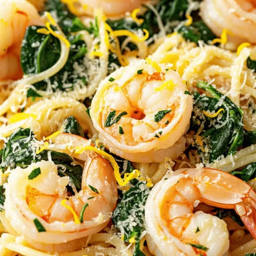Pasta dishes have been a staple in many cultures, particularly in Mediterranean cuisine, where seafood and fresh vegetables are used abundantly. The combination of lemon and garlic is especially prevalent in Italian cooking, known for its ability to elevate simple ingredients into something extraordinary. The addition of shrimp brings a protein-packed element to the meal, making it a favorite among seafood lovers. This dish not only showcases the vibrant flavors of the Mediterranean but also emphasizes the importance of using fresh, quality ingredients, resulting in a meal that is both nourishing and satisfying.