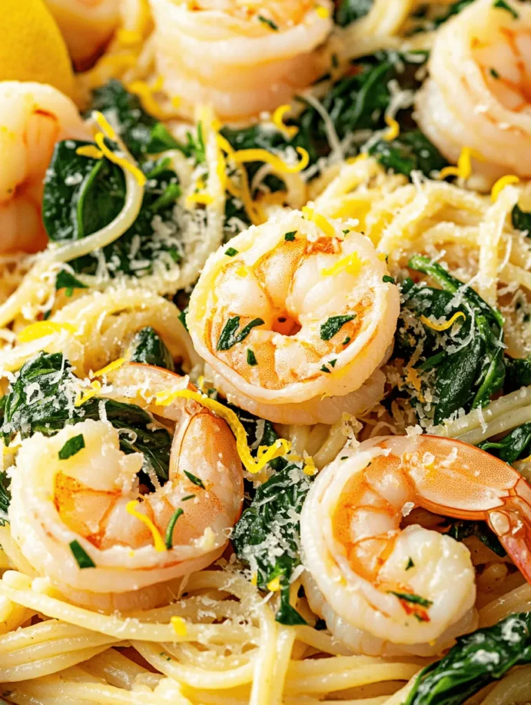 Pasta dishes have been a staple in many cultures, particularly in Mediterranean cuisine, where seafood and fresh vegetables are used abundantly. The combination of lemon and garlic is especially prevalent in Italian cooking, known for its ability to elevate simple ingredients into something extraordinary. The addition of shrimp brings a protein-packed element to the meal, making it a favorite among seafood lovers. This dish not only showcases the vibrant flavors of the Mediterranean but also emphasizes the importance of using fresh, quality ingredients, resulting in a meal that is both nourishing and satisfying.