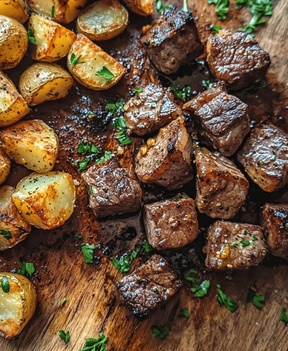 Imagine the tantalizing aroma of sizzling steak bites blanketed in a rich garlic butter sauce, paired with the satisfying crunch of perfectly crispy potatoes. This dish—Sizzling Garlic Butter Steak Bites with Crispy Potatoes—epitomizes comfort food while delivering a symphony of flavors and textures that is hard to resist. The juicy, tender steak bites, infused with the fragrant notes of garlic and fresh herbs, combined with the golden, crispy potatoes, create a meal that is as appealing to the eyes as it is to the palate.