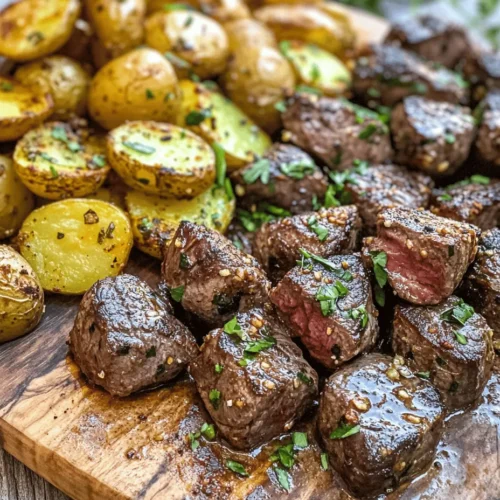 Imagine the tantalizing aroma of sizzling steak bites blanketed in a rich garlic butter sauce, paired with the satisfying crunch of perfectly crispy potatoes. This dish—Sizzling Garlic Butter Steak Bites with Crispy Potatoes—epitomizes comfort food while delivering a symphony of flavors and textures that is hard to resist. The juicy, tender steak bites, infused with the fragrant notes of garlic and fresh herbs, combined with the golden, crispy potatoes, create a meal that is as appealing to the eyes as it is to the palate.