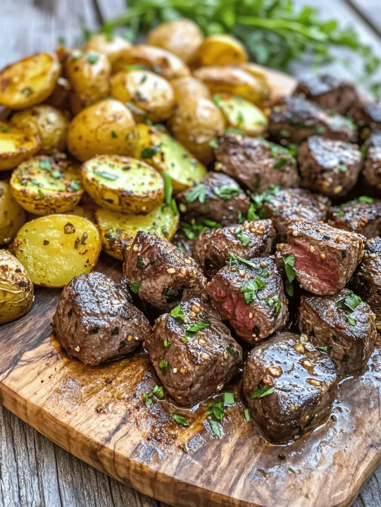 Imagine the tantalizing aroma of sizzling steak bites blanketed in a rich garlic butter sauce, paired with the satisfying crunch of perfectly crispy potatoes. This dish—Sizzling Garlic Butter Steak Bites with Crispy Potatoes—epitomizes comfort food while delivering a symphony of flavors and textures that is hard to resist. The juicy, tender steak bites, infused with the fragrant notes of garlic and fresh herbs, combined with the golden, crispy potatoes, create a meal that is as appealing to the eyes as it is to the palate.