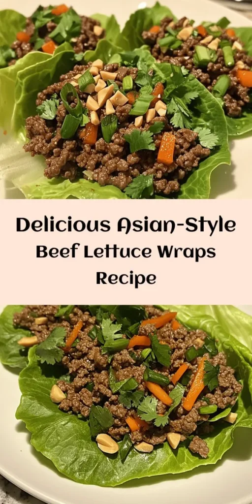 Enjoy a delicious twist on dinner with these Savory Asian-Style Ground Beef Lettuce Wraps! This quick and easy recipe combines ground beef, aromatic garlic, and ginger with colorful veggies for a flavor explosion. Simply sauté, season, and serve in crisp lettuce leaves for a fresh and healthy meal. Perfect for those busy nights! Don't forget to top your wraps with cilantro and crushed peanuts for added crunch. A family favorite that’s ready in just 25 minutes!