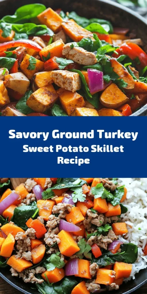 Savor the vibrant flavors of this Ground Turkey Sweet Potato Skillet! Packed with protein and nutrients, this colorful dish combines ground turkey with sautéed sweet potatoes, bell pepper, and spinach for a healthy meal in just 30 minutes. Seasoned with garlic, cumin, and paprika, it's both delicious and easy to prepare. Perfect for a weeknight dinner, don't forget to garnish with fresh cilantro and lime for a zesty finish! Enjoy every bite!