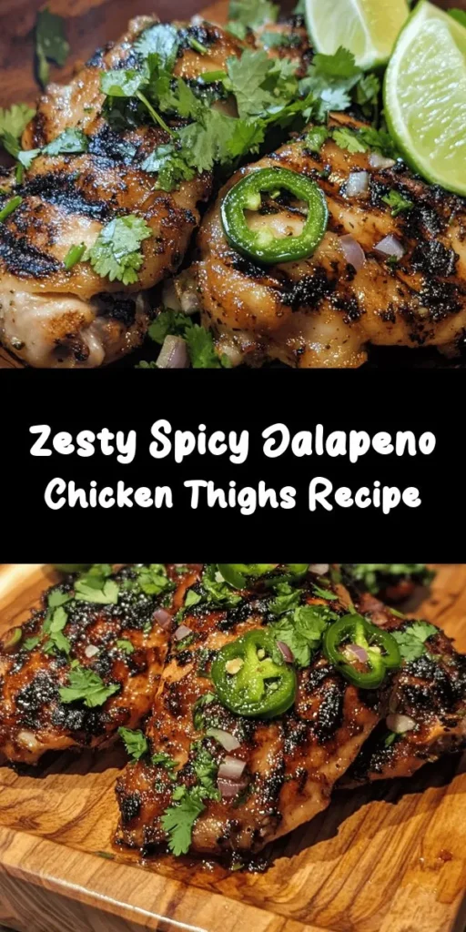 Elevate your dinner game with this Spicy Jalapeno Chicken recipe! Bursting with flavor, this dish features tender chicken thighs marinated in a zesty blend of jalapenos, garlic, and aromatic spices. Perfect for grilling, it takes just 40 minutes to prepare and serves 4. Serve it with lime wedges and your favorite sides for a delicious meal that packs a spicy punch. Enjoy a taste of the southwest in the comfort of your home!