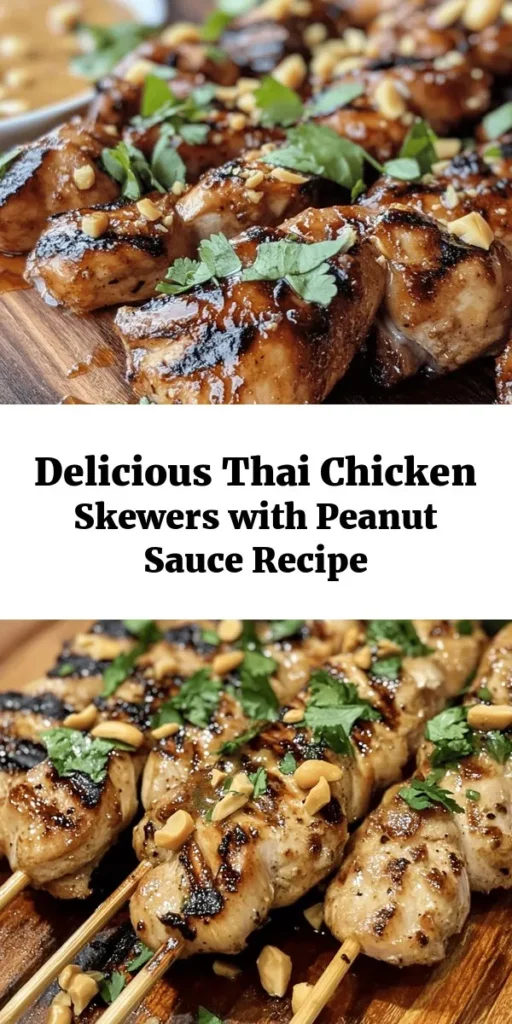 Get ready to impress your family and friends with these Easy Grilled Thai Chicken Skewers! Juicy marinated chicken thighs are packed with bold flavors from soy sauce, fish sauce, and spices, then perfectly grilled to perfection. Pair them with a creamy peanut sauce that’s simple to whip up and packed with deliciousness. Perfect for any gathering or a quick weeknight dinner. Grab your skewers and fire up the grill for a tasty adventure!