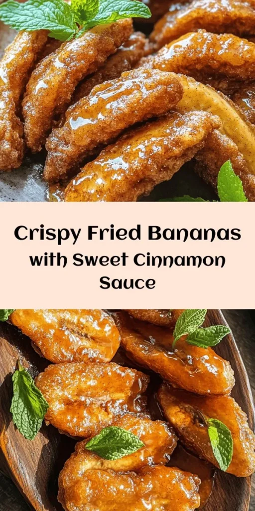 Indulge in the sweet and crispy delight of Fried Bananas with Cinnamon Butter Sauce! This easy recipe features perfectly fried banana slices coated in a light batter, drizzled with a warm, fragrant cinnamon butter sauce. With a prep time of just 15 minutes, it’s a quick treat that satisfies your sweet tooth. Serve it as a dessert or a fun snack, and don’t forget to garnish with fresh mint for an extra pop! Get ready to enjoy a deliciously simple dessert that everyone will love!