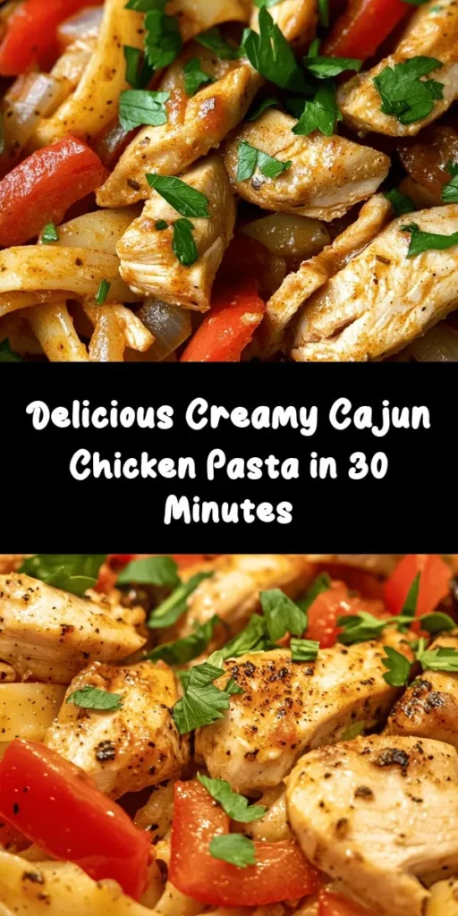 Indulge in this creamy Cajun chicken pasta that’s bursting with flavor and ready in just 30 minutes! Featuring tender fettuccine, seasoned chicken, and a rich sauce made with heavy cream and Parmesan, this dish is perfect for a cozy night in or impressing guests. With colorful veggies and a sprinkle of fresh parsley to top it off, it’s as beautiful as it is delicious! Try it tonight and savor every bite!