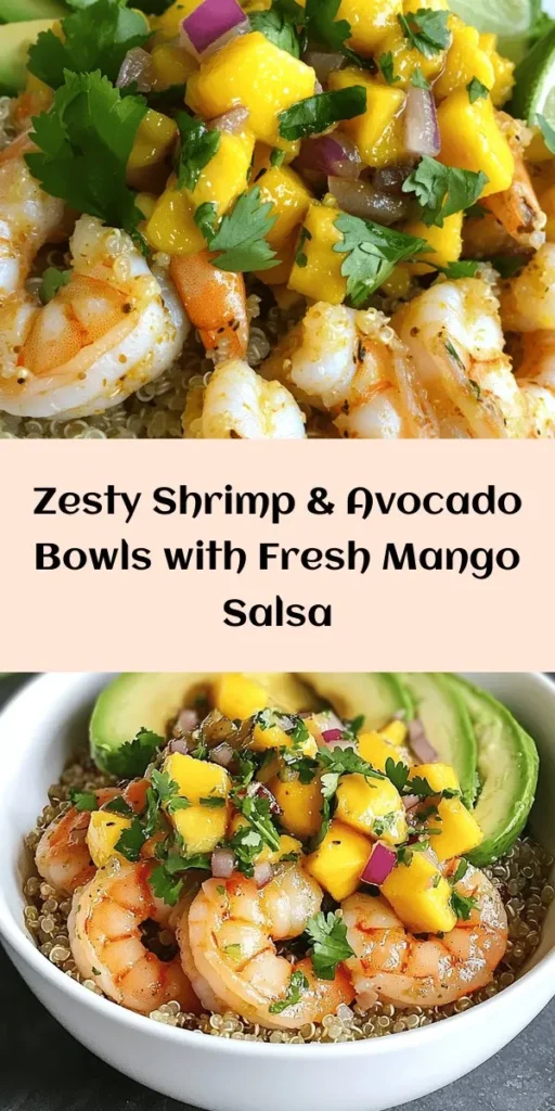 Dive into a burst of flavors with these Shrimp & Avocado Bowls topped with zesty Mango Salsa and a zippy Lime-Chili Sauce! Perfect for a quick weeknight dinner or a fresh meal prep option, this recipe features succulent shrimp marinated in spices, creamy avocado, and a sweet-spicy salsa that will brighten your day. With just 40 minutes of prep, you’ll have a colorful, nutritious bowl that’s sure to impress. Enjoy this easy yet delicious dish that's perfect for any occasion!