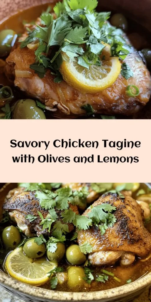 Discover a taste of Morocco with this Chicken Tagine with Olives and Lemons recipe! With tender marinated chicken thighs simmered in a fragrant blend of spices, garlic, and zesty preserved lemons, this dish is a flavorful delight. The addition of green olives enhances the savory experience, making it perfect for family dinners. Serve it with couscous or crusty bread to soak up the delicious sauce. Easy to make and sure to impress, this recipe is a must-try!