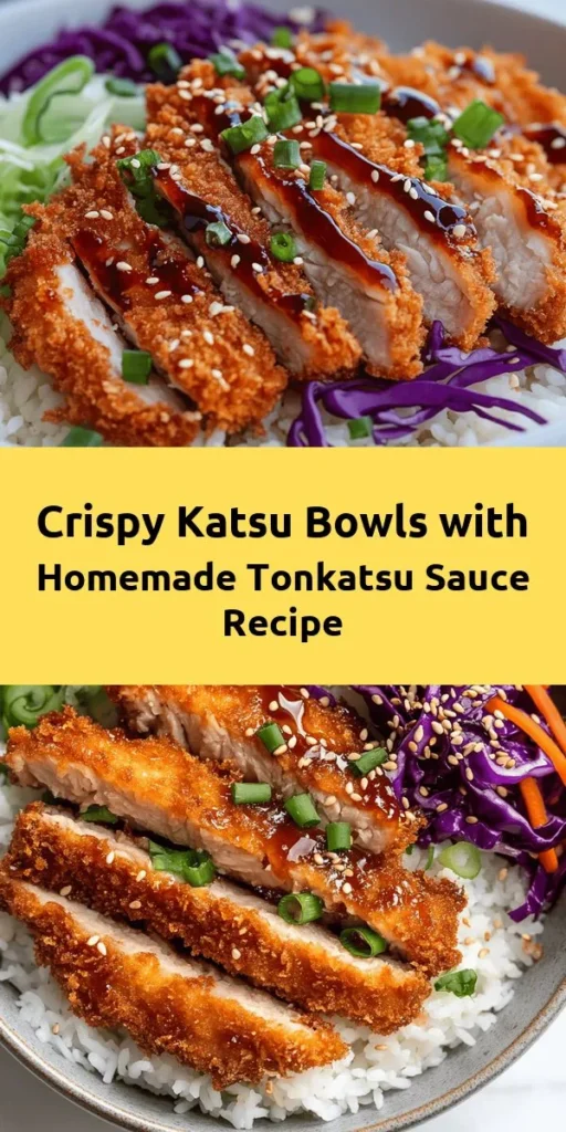 Savor the delicious flavors of Crispy Katsu Bowls with Homemade Tonkatsu Sauce! This easy recipe features tender, breaded pork chops fried to golden perfection, served over a bed of warm Japanese rice and topped with fresh cabbage, scallions, and sesame seeds. The tangy homemade tonkatsu sauce elevates every bite. Perfect for a cozy dinner or meal prep, your taste buds will thank you! Enjoy a delicious Japanese-inspired meal at home!