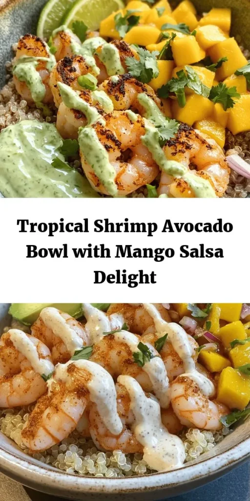 Dive into a tropical paradise with this Shrimp and Avocado Bowl Oasis! Featuring succulent shrimp marinated in garlic and spices, fresh avocado, and vibrant mango salsa, this dish is bursting with flavor. The creamy lime-chili sauce ties everything together for a delightful meal. Perfect as a quick dinner or impressive lunch, serve it over rice or quinoa for a wholesome, satisfying bowl. Easy to make and ready in just 40 minutes!