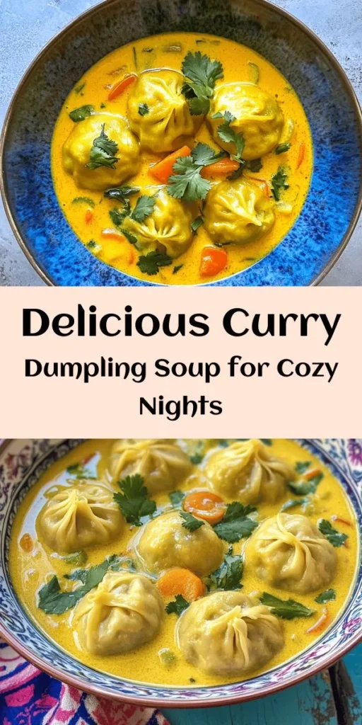 Warm up with this delicious Best Curry Dumpling Soup! This comforting dish features homemade dumplings filled with colorful veggies and aromatic ginger, sitting in a creamy and flavorful curry broth. With just a few simple ingredients like coconut milk, curry powder, and fresh cilantro, you can create a heartwarming meal that’s perfect for any occasion. Follow the easy steps to enjoy a bowl of this delightful soup that's sure to impress family and friends!