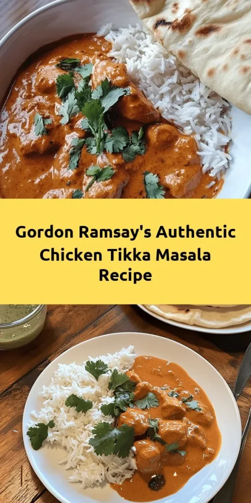 Discover the delightful flavors of Gordon Ramsay's Chicken Tikka Masala! This recipe features tender, marinated chicken baked to perfection and simmered in a rich, creamy tomato sauce. With vibrant spices like cumin, coriander, and garam masala, your tastebuds will be in for a treat. Served with fluffy basmati rice or warm naan, this dish is perfect for family dinners or impressing guests. Enjoy a taste of authentic Indian cuisine right at home!