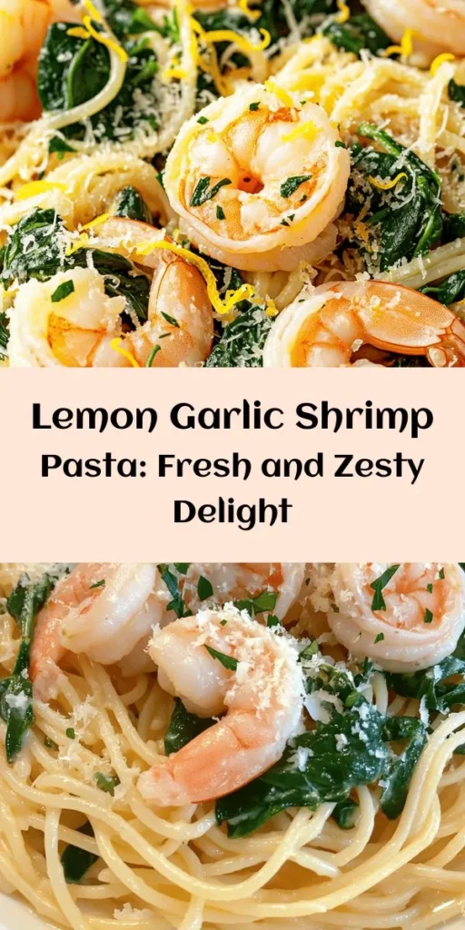 Savor the bright flavors of this Zesty Lemon Garlic Shrimp Pasta with Spinach! This quick and easy recipe combines perfectly cooked pasta, succulent shrimp, fresh spinach, and a zesty lemon-garlic sauce, all topped with Parmesan. Ready in just 25 minutes, it's a delicious weeknight dinner option that’s sure to impress. Perfect for seafood lovers, this dish is packed with flavor and nutrients. Enjoy your tasty and vibrant meal! 🍋🍤