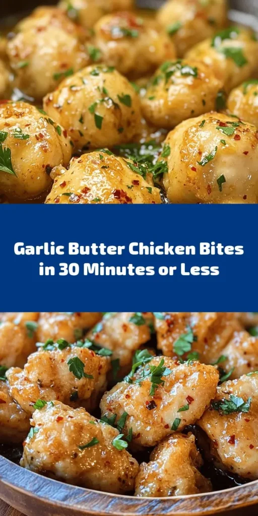 Indulge in these Sizzling Garlic Butter Chicken Bites that are bursting with flavor! Perfect for a quick dinner, this recipe features marinated chicken seared to perfection in a buttery garlic sauce, seasoned with aromatic herbs. With just 30 minutes of prep and cooking time, you can enjoy a delicious meal that pairs beautifully with rice, pasta, or crusty bread. Don’t forget to garnish with fresh parsley for that extra touch. Dive into this savory delight today!
