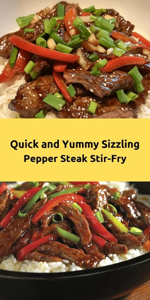 Discover the ultimate stir-fry with this sizzling pepper steak with onions recipe! This quick and tasty dish features tender flank steak marinated in soy sauce, tossed with vibrant bell peppers, and flavored with garlic and ginger. Ready in just 30 minutes, it's perfect for a weeknight dinner or a special occasion. Serve it hot over rice or noodles, topped with fresh green onions for an extra crunch. You won't want to miss this mouthwatering meal!