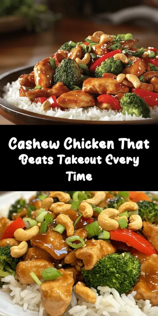 Looking for a delicious homemade twist on a classic favorite? Try this Better-Than-Takeout Cashew Chicken! Juicy chicken, colorful veggies, and crunchy cashews come together in a savory sauce that’s quick and easy to make. Serve it over fluffy jasmine rice or cauliflower rice for a satisfying meal that makes dining in feel special. Perfect for a weeknight dinner or impressing guests! Give it a try and bring the flavors of your favorite takeout to your kitchen.