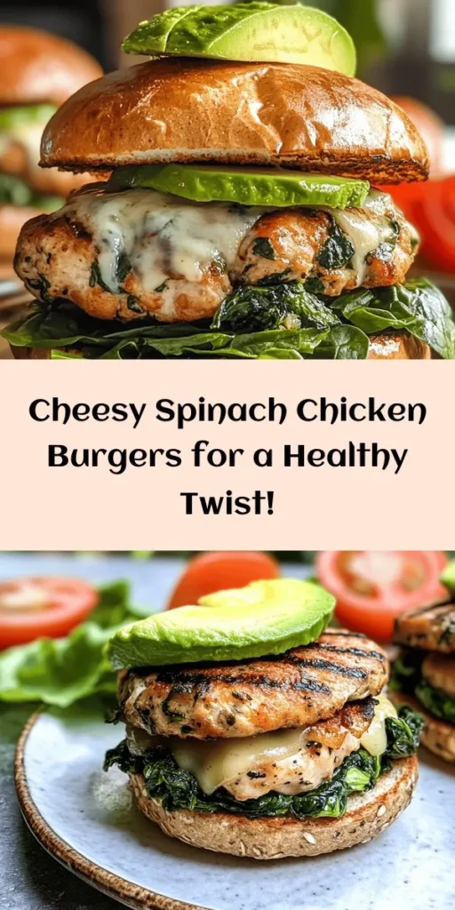 Elevate your burger night with these delicious White Cheddar and Spinach Chicken Burgers! Packed with healthy ingredients like fresh spinach and melty white cheddar, these juicy chicken patties are full of flavor. Easy to make on the grill, they come together in just 30 minutes. Enhance your meal by serving them on whole wheat buns with crisp lettuce, ripe tomatoes, and optional creamy avocado. Perfect for a quick family dinner or weekend gathering!