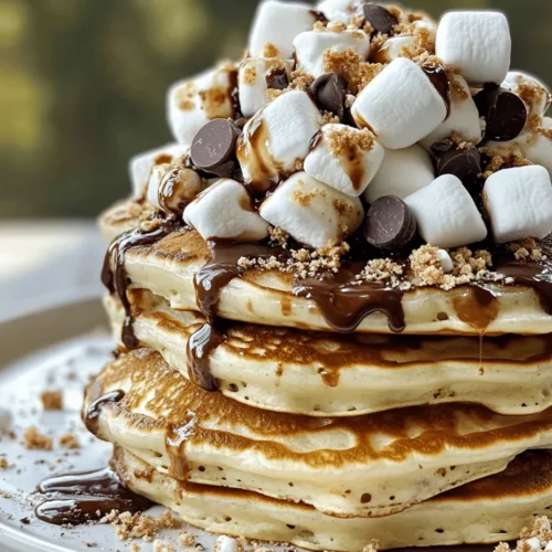 Imagine waking up on a lazy weekend morning, the sun streaming through your kitchen window, and the enticing aroma of freshly cooked pancakes wafting through the air. Now, picture those pancakes infused with the nostalgic flavors of classic campfire s’mores—crispy graham cracker crumbs, gooey marshmallows, and rich chocolate. Welcome to the world of S’mores Pancakes, a delightful breakfast treat that merges the beloved elements of s’mores with fluffy, mouthwatering pancakes.