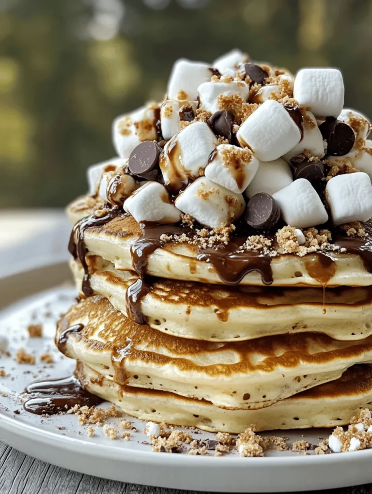 Imagine waking up on a lazy weekend morning, the sun streaming through your kitchen window, and the enticing aroma of freshly cooked pancakes wafting through the air. Now, picture those pancakes infused with the nostalgic flavors of classic campfire s’mores—crispy graham cracker crumbs, gooey marshmallows, and rich chocolate. Welcome to the world of S’mores Pancakes, a delightful breakfast treat that merges the beloved elements of s’mores with fluffy, mouthwatering pancakes.