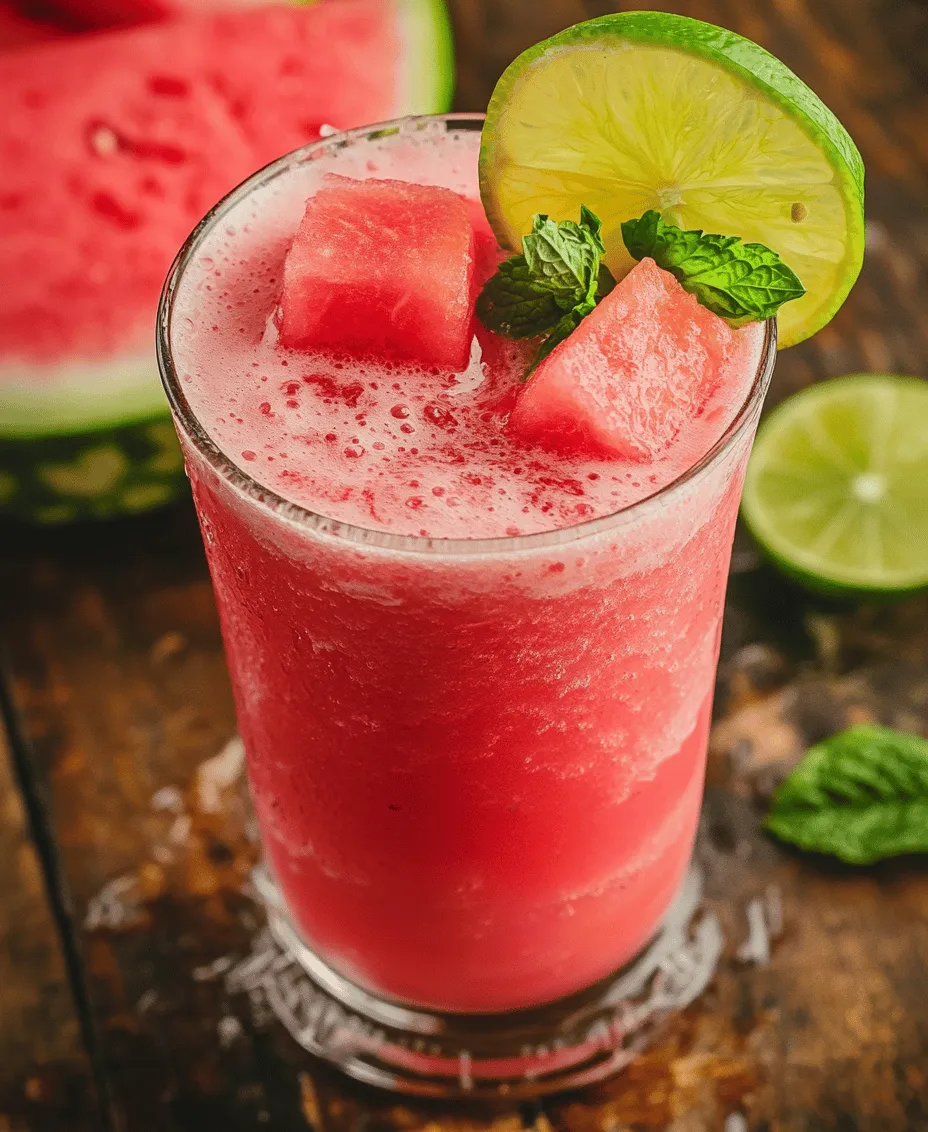 Smoothies have surged in popularity as a go-to beverage choice for those seeking a quick and nutritious option. These vibrant, blended drinks offer a perfect balance of flavor and health benefits, making them a beloved choice for breakfast, snacks, or even light meals. Among the myriad of smoothie recipes, the <strong>Watermelon Smoothie with Coconut Water</strong> stands out as a particularly refreshing and revitalizing option. This delightful concoction not only tantalizes your taste buds but also provides an array of health benefits, making it a must-try for smoothie enthusiasts and beginners alike.” /></p>
</p>
<h3>Preparing Your Watermelon Smoothie</h3>
</p>
<p>To create the perfect watermelon smoothie, it’s crucial to pay attention to the preparation of your ingredients. This not only enhances the overall texture and flavor but also ensures a delightful smoothie experience.</p>
</p>
<h4>Importance of Seed Removal and Cubing for Blending</h4>
</p>
<p>Before you start blending, take the time to remove the seeds from the watermelon. While some varieties of watermelon come seedless, others may have a few seeds that can disrupt the smoothness of your drink. Removing the seeds is essential to avoid any unpleasant crunch in your smoothie. Once you’ve taken care of that, cut the watermelon into cubes. This will make it easier for your blender to process the fruit evenly, resulting in a smoother consistency.</p>
</p>
<h4>Tips for Freezing Watermelon Cubes for a Thicker Texture</h4>
</p>
<p>For a creamier and thicker smoothie, consider freezing your watermelon cubes beforehand. This not only gives the smoothie a frosty texture but also eliminates the need for extra ice, which can dilute the flavor. Simply chop your watermelon into cubes, spread them on a baking sheet, and freeze until solid. Once frozen, transfer the cubes to a freezer-safe bag for future use. This simple step can elevate your watermelon smoothie game significantly!</p>
</p>
<h3>Blending the Ingredients</h3>
</p>
<p>When you’re ready to blend, start by gathering all your ingredients. For the watermelon smoothie, you’ll need:</p>
</p>
<p>– 2 cups of fresh watermelon cubes (frozen or fresh)</p>
<p>– 1 cup of coconut water</p>
<p>– Optional ingredients (like lime juice for tang, honey for sweetness, or fresh mint for added flavor)</p>
</p>
<h4>Order of Addition for Optimal Blending</h4>
</p>
<p>To achieve the best results, there’s a specific order you should follow when adding ingredients to your blender. Begin by adding the coconut water, as this liquid base helps the blades move efficiently. Next, add your watermelon cubes. If you’re using any additional ingredients like honey or lime juice, add them last. This order helps ensure that the blender can create a smooth mix without straining the motor.</p>
</p>
<h4>Importance of Using a High-Quality Blender for a Smooth Consistency</h4>
</p>
<p>A high-quality blender is essential for achieving the desired smooth consistency of your watermelon smoothie. Blenders with powerful motors and sharp blades can break down the watermelon fibers and any other ingredients effectively, resulting in a silky-smooth texture. If your blender struggles with tougher ingredients, consider blending the coconut water and watermelon first and then adding any extras afterward.</p>
</p>
<h4>Optional Ice Addition</h4>
</p>
<p>If you prefer a super cold and refreshing smoothie, you can add ice cubes to the mixture. However, remember that adding ice can change the texture by making it thinner. If you’re using frozen watermelon cubes, you may not need much ice. Start with a few cubes and adjust based on your preferred consistency. Blend until everything is well combined, and you achieve a smooth texture.</p>
</p>
<h3>Adjusting Sweetness</h3>
</p>
<p>Taste testing is a crucial step in creating your perfect watermelon smoothie. After blending, take a moment to taste the mixture. Depending on the ripeness of the watermelon, you may want to adjust the sweetness. If the smoothie is not sweet enough for your liking, consider adding a teaspoon of honey or agave nectar. Blend again after adding any sweetener to ensure that it’s evenly distributed.</p>
</p>
<h3>Serving Suggestions</h3>
</p>
<p>Now that you have your delicious watermelon smoothie ready, it’s time to think about how to serve it.</p>
</p>
<h4>Ideal Glassware for Presentation</h4>
</p>
<p>Presentation matters, especially when it comes to food and drinks. Serve your watermelon smoothie in a tall glass or a mason jar for a rustic touch. Clear glassware showcases the vibrant pink color of the smoothie, making it visually appealing.</p>
</p>
<h4>Importance of Serving Temperature: Chilled vs. Room Temperature</h4>
</p>
<p>Serve the smoothie chilled for the best experience. A cold smoothie is refreshing, especially on a hot day. If your ingredients were cold, you likely won’t need to worry about ice. However, if you prefer a room temperature smoothie, that’s perfectly fine too—just be aware that it may not be as refreshing.</p>
</p>
<h4>Garnishing Tips with Mint Leaves</h4>
</p>
<p>To enhance the visual appeal and flavor of your smoothie, consider garnishing it with fresh mint leaves. A sprig of mint not only adds a pop of color but also infuses a refreshing aroma when you take a sip. You could also add a slice of lime on the rim of the glass for an extra touch of elegance.</p>
</p>
<h4>Creative Ways to Enhance Visual Appeal and Flavor</h4>
</p>
<p>You can also sprinkle some chia seeds or shredded coconut on top of the smoothie for added texture and flavor. These toppings not only make the drink look more appealing but also add a nutritional boost.</p>
</p>
<h4>Pairing the Smoothie with Snacks or Meals</h4>
</p>
<p>Watermelon smoothies pair wonderfully with a variety of healthy snacks or meals. Consider serving them alongside a light salad, whole grain toast with avocado, or a handful of nuts for a balanced snack. The smoothie can also be a fantastic post-workout recovery drink, replenishing lost fluids and providing essential nutrients.</p>
</p>
<h3>Health Benefits of the Watermelon Smoothie</h3>
</p>
<p>This watermelon smoothie with coconut water is not just delicious; it’s packed with health benefits that make it a perfect addition to your diet.</p>
</p>
<h4>Hydration Benefits from Watermelon and Coconut Water</h4>
</p>
<p>One of the standout benefits of this smoothie is its hydrating properties. Watermelon is composed of over 90% water, making it an excellent choice for hydration. Coconut water is also known as nature’s sports drink, rich in electrolytes that help replenish what your body loses during exercise. Together, they make a refreshing beverage that keeps you hydrated.</p>
</p>
<h4>Nutritional Analysis of the Ingredients</h4>
</p>
<p>The nutritional profile of this smoothie is impressive. Watermelon is low in calories and packed with vitamins A and C, which are essential for skin health and immune function. Coconut water contains potassium, magnesium, and calcium, promoting heart health and aiding muscle function. This combination offers a well-rounded nutrient boost without any added sugars or unhealthy fats.</p>
</p>
<h4>Discussion of How This Smoothie Fits into a Balanced Diet</h4>
</p>
<p>Incorporating this watermelon smoothie into your daily routine can help you maintain a balanced diet. It’s an excellent option for breakfast, a post-workout recovery drink, or a refreshing afternoon snack. The natural sugars from the watermelon provide energy, while the coconut water replenishes hydration, making it a versatile choice for various times of the day.</p>
</p>
<h4>Ideal Consumption Moments: Post-Workout, Breakfast, or a Refreshing Afternoon Snack</h4>
</p>
<p>Whether you enjoy it after a workout, as a breakfast option, or as a mid-afternoon pick-me-up, this watermelon smoothie is sure to satisfy. Its refreshing taste and hydrating properties make it perfect for hot summer days or after any physical activity.</p>
</p>
<h3>Conclusion</h3>
</p>
<p>In summary, the refreshing qualities and health benefits of the watermelon smoothie with coconut water make it a delightful addition to your recipe collection. The simplicity of the ingredients combined with their nutritional value creates a beverage that is not only enjoyable but also beneficial for your health.</p>
</p>
<p>Don’t hesitate to experiment with variations of this recipe. Try adding different fruits like strawberries or bananas, or boost it with greens like spinach or kale for an extra health kick. The joy of homemade smoothies lies in the ability to customize them to your taste and health goals.</p>
</p>
<p>Embrace the refreshing nature of this watermelon smoothie and make it a regular part of your healthy lifestyle. With every sip, you’ll be reminded of the simple pleasure that comes from creating something nourishing and delicious in your own kitchen.</p>
<div id=
