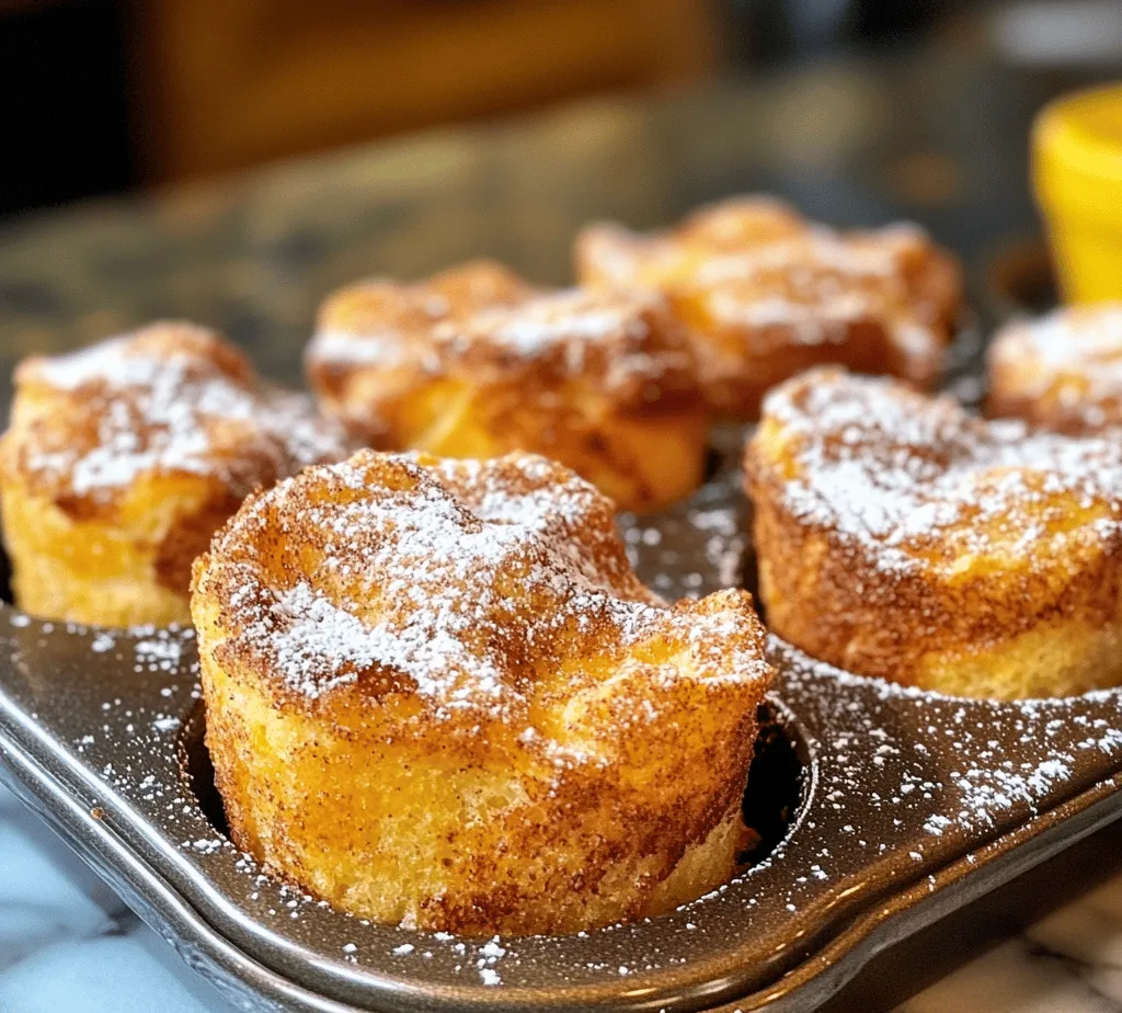 French toast has long been a beloved breakfast staple, celebrated for its comforting flavors and simple preparation. Traditionally made by soaking slices of bread in a mixture of eggs and milk, then frying them to golden perfection, this dish evokes feelings of home and warmth. However, as culinary creativity flourishes, the classic recipe has evolved into various delightful iterations. One such innovation is the creation of <strong>Cinnamon Sugar French Toast Muffins</strong>—a charming twist that captures the essence of French toast while presenting it in a convenient, portable muffin form.” /></p>
</p>
<h3>Adding Melted Butter and Cinnamon Sugar</h3>
</p>
<p>Once your muffin batter is prepared and scooped into the muffin tin, the next step involves the delightful addition of melted butter and cinnamon sugar. This crucial step not only enhances the flavor profile of your Cinnamon Sugar French Toast Muffins but also elevates their overall appeal.</p>
</p>
<p>When you drizzle warm melted butter over the muffins before baking, it seeps into the batter, creating a rich, moist texture that mimics the indulgence of traditional French toast. The cinnamon sugar, made from a simple mixture of granulated sugar and aromatic ground cinnamon, adds a sweet and spicy crunch to the exterior. As the muffins bake, the sugar caramelizes slightly, forming a delightful crust that contrasts beautifully with the soft, fluffy interior. This combination creates layers of flavor with each bite, ensuring that your muffins are not only delicious but also visually appealing.</p>
</p>
<h3>Baking Tips: Signs of Readiness for the Muffins</h3>
</p>
<p>Baking is as much an art as it is a science, and determining when your muffins are perfectly baked is crucial. Here are some helpful tips to ensure you achieve that ideal muffin texture:</p>
</p>
<p>1. <strong>Visual Cues</strong>: Look for a golden-brown color on top of the muffins. The edges should appear set and slightly pulling away from the sides of the muffin tin.</p>
</p>
<p>2. <strong>Toothpick Test</strong>: Insert a toothpick into the center of a muffin. If it comes out clean or with just a few moist crumbs attached, your muffins are ready. If the toothpick comes out wet with batter, they need a few more minutes in the oven.</p>
</p>
<p>3. <strong>Spring Test</strong>: Gently press the top of a muffin. If it springs back, they are ready. If your finger leaves an indentation, they likely need additional baking time.</p>
</p>
<p>Baking times may vary depending on your oven, so it’s essential to keep a close eye on your muffins in the last few minutes of baking. When you achieve that perfect golden-brown color and the right texture, you can be confident that your muffins are ready to be removed from the oven.</p>
</p>
<h3>Cooling and Dusting: Enhancing Presentation and Flavor</h3>
</p>
<p>Once your muffins are out of the oven, it’s time to enhance their flavor and presentation through cooling and dusting. Allow the muffins to cool in the pan for about 5-10 minutes before transferring them to a wire rack. This step helps prevent them from becoming soggy and ensures they retain their shape.</p>
</p>
<p>After the muffins have completely cooled, it’s time to give them a final touch. Dusting them with a bit more cinnamon sugar while they are still warm allows the sugar to stick, enhancing their overall sweetness and creating that irresistible look. This dusting not only adds a burst of flavor but also makes for an appealing presentation, perfect for any brunch or breakfast table.</p>
</p>
<h3>Baking and Flavor Profiles</h3>
</p>
<p>One of the most significant differences between traditional French toast and Cinnamon Sugar French Toast Muffins lies in their texture. While traditional French toast is typically soft and custardy, muffins offer a delightful rise and a slightly denser crumb. This unique texture allows the muffins to hold up well against various toppings, providing a satisfying bite every time.</p>
</p>
<p>The baking process significantly influences the flavors and aromas of the muffins. As they bake, the sugars caramelize, and the cinnamon’s warm fragrance fills your kitchen, making it impossible to resist. The balance of sweetness and spice in each muffin bite creates a harmonious blend that appeals to both sweet and savory palates. Each muffin delivers a subtle hint of cinnamon that complements the rich butter flavor, making them a delightful treat any time of the day.</p>
</p>
<p>To elevate your experience further, consider pairing these muffins with a variety of toppings. Drizzling warm maple syrup over the top adds a classic touch, while fresh fruit, such as strawberries or raspberries, provides a refreshing contrast. You can also try adding a dollop of whipped cream or yogurt for a creamy finish that enhances the overall taste.</p>
</p>
<h3>Serving Suggestions and Variations</h3>
</p>
<p>Cinnamon Sugar French Toast Muffins are versatile enough to serve at breakfast, brunch, or even as a delightful dessert option. Here are some creative ways to enjoy them:</p>
</p>
<p>– <strong>Breakfast or Brunch</strong>: Serve warm muffins alongside scrambled eggs and crispy bacon for a balanced breakfast spread. Pair them with fresh fruit and yogurt for a wholesome brunch option.</p>
</p>
<p>– <strong>Dessert</strong>: Transform these muffins into a dessert by serving them with a scoop of vanilla ice cream and a drizzle of caramel sauce. The contrast between the warm muffin and cold ice cream creates an indulgent treat.</p>
</p>
<p>For those looking to experiment, consider these creative variations to the recipe:</p>
</p>
<p>– <strong>Adding Fruits</strong>: Incorporate fruits like blueberries or mashed bananas into the batter for added flavor and moisture. These fruits not only enhance the taste but also provide additional nutrients.</p>
</p>
<p>– <strong>Exploring Different Spices</strong>: For a unique twist, try adding spices such as cardamom or ginger. These spices complement the cinnamon beautifully and introduce new flavor dimensions that can surprise and delight your taste buds.</p>
</p>
<p>– <strong>Vegan Adaptations</strong>: If you want to make these muffins suitable for a vegan diet, you can replace the eggs with flax eggs (1 tablespoon of ground flaxseed mixed with 2.5 tablespoons of water equals one egg) and use almond milk or oat milk in place of regular milk. Substitute traditional butter with coconut oil or vegan butter for a delicious dairy-free version.</p>
</p>
<h3>Nutritional Information</h3>
</p>
<p>When indulging in baked goods, understanding their nutritional content can help you make informed choices. Cinnamon Sugar French Toast Muffins are not only delectable but can also offer some nutritional benefits. They typically contain ingredients like eggs, milk, and whole grain flour, which provide protein, calcium, and fiber.</p>
</p>
<p>Portion sizes are important when enjoying these muffins. A standard serving is usually one muffin, which can be enjoyed as part of a balanced breakfast. To maintain a healthy approach without sacrificing taste, consider reducing the sugar in the recipe slightly or using whole grain flour for increased fiber. You can also experiment with natural sweeteners like honey or maple syrup as a substitute for granulated sugar.</p>
</p>
<p>By making simple adjustments, you can create a version of these muffins that aligns with your dietary preferences while still satisfying your sweet tooth.</p>
</p>
<h3>Conclusion</h3>
</p>
<p>Making and enjoying Cinnamon Sugar French Toast Muffins is a delightful experience that brings joy to both the baker and the eater. The blend of warm cinnamon, sweet sugar, and buttery goodness creates a comforting treat that can be shared and savored with loved ones.</p>
</p>
<p>Baking is not just about the end result; it’s about the love and effort that goes into creating something special. These muffins embody that spirit, offering a delicious way to connect with family and friends through food. The next time you’re in the kitchen, consider whipping up a batch of these muffins to spread joy and create lasting memories around the breakfast table. Enjoy the process, share your creations, and let the delightful aroma of Cinnamon Sugar French Toast Muffins fill your home.</p>
<div id=