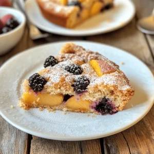 If you're in search of a delicious and visually striking dessert to impress your friends and family, look no further than the Peach Blackberry Coffee Cake Delight. This delightful treat combines the juicy sweetness of ripe peaches with the tartness of blackberries, resulting in a flavor profile that is both refreshing and satisfying. The cake itself is light and fluffy, providing the perfect backdrop for the vibrant fruit, making it an ideal choice for brunches, afternoon teas, or any gathering that calls for a touch of sweetness.