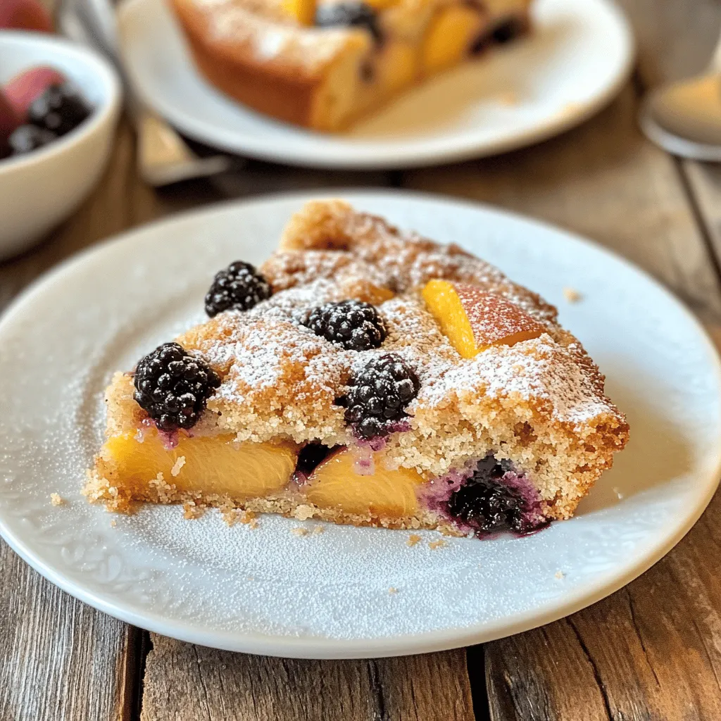If you're in search of a delicious and visually striking dessert to impress your friends and family, look no further than the Peach Blackberry Coffee Cake Delight. This delightful treat combines the juicy sweetness of ripe peaches with the tartness of blackberries, resulting in a flavor profile that is both refreshing and satisfying. The cake itself is light and fluffy, providing the perfect backdrop for the vibrant fruit, making it an ideal choice for brunches, afternoon teas, or any gathering that calls for a touch of sweetness.