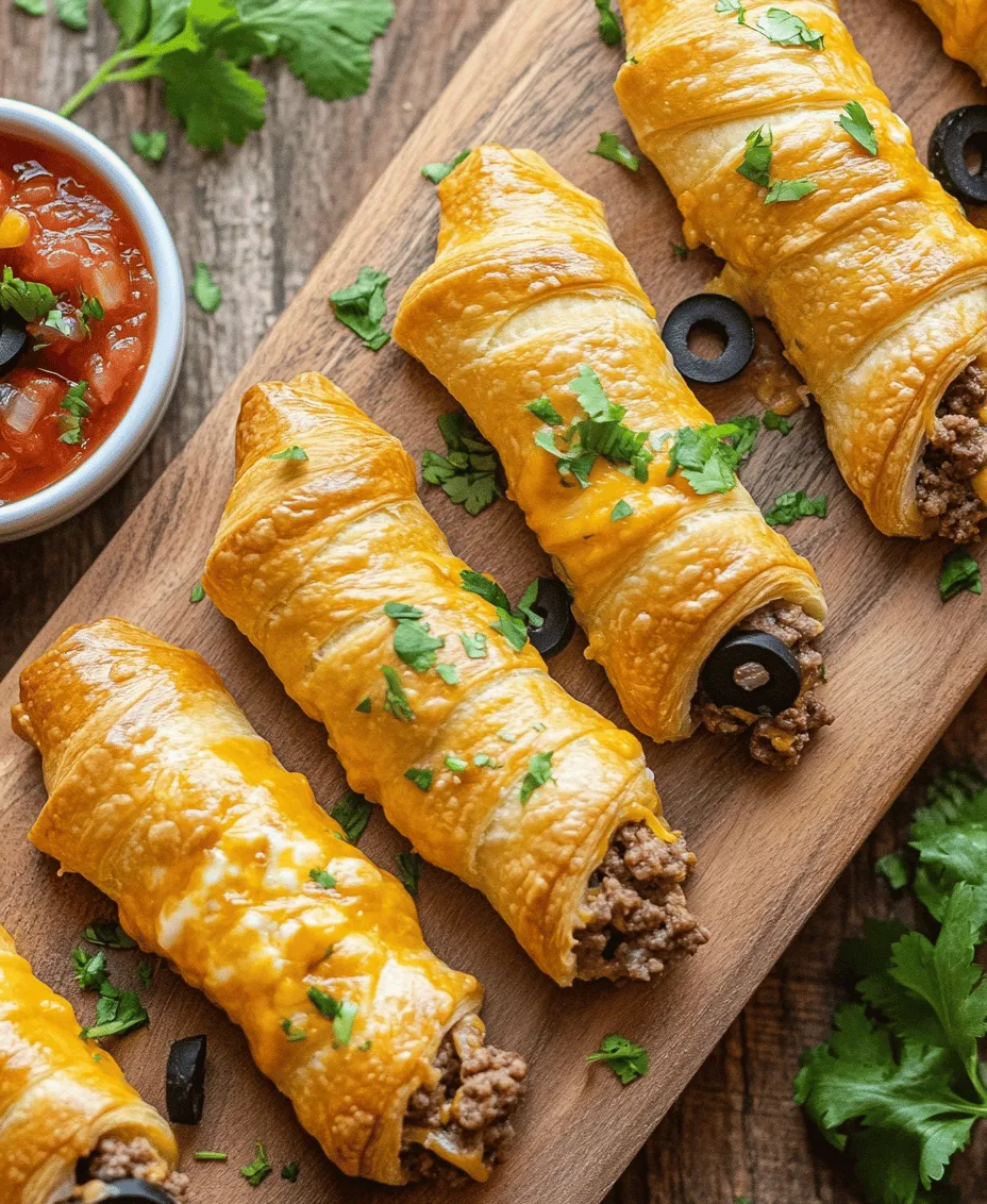 If you're in search of a delicious and easy-to-make snack or appetizer, look no further than Cheesy Taco Sticks! This innovative dish combines the beloved flavors of tacos with the gooey goodness of cheese, all wrapped in a flaky crescent roll. Perfect for game nights, parties, or a quick family dinner, these cheesy taco sticks are sure to become a staple in your cooking repertoire. The beauty of this recipe lies not only in its mouthwatering taste but also in its versatility. You can easily swap ground beef for ground turkey for a lighter option, or customize the toppings to suit your taste preferences.