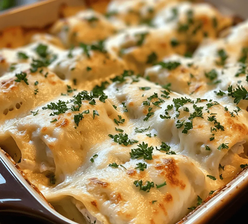 To create the perfect Chicken Alfredo Lasagna Rolls, the first step is cooking the lasagna noodles. Begin by bringing a large pot of salted water to a rolling boil. Adding salt enhances the flavor of the noodles, so don’t skip this step. Once boiling, carefully place the lasagna noodles into the pot. Stir gently to prevent them from sticking together.