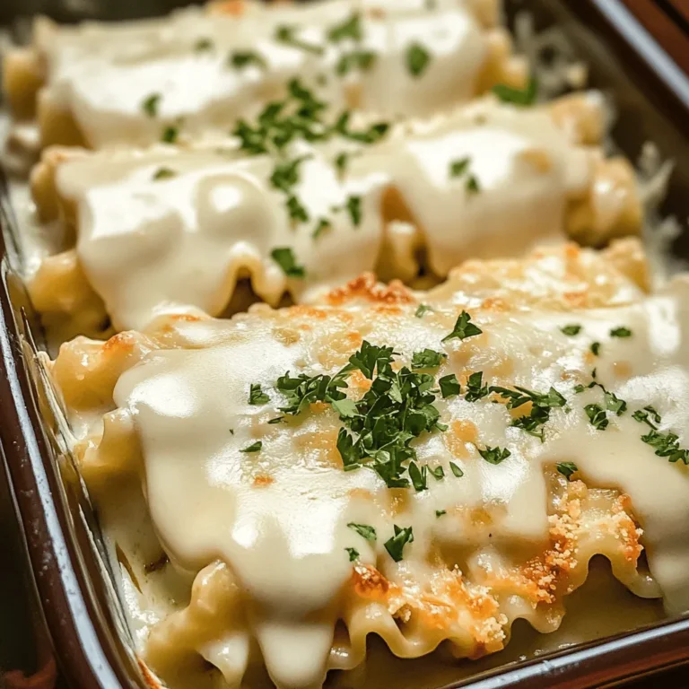 To create the perfect Chicken Alfredo Lasagna Rolls, the first step is cooking the lasagna noodles. Begin by bringing a large pot of salted water to a rolling boil. Adding salt enhances the flavor of the noodles, so don’t skip this step. Once boiling, carefully place the lasagna noodles into the pot. Stir gently to prevent them from sticking together.