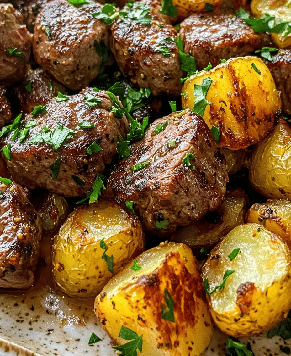 Garlic Butter Steak Bites and Potatoes is a delightful dish that perfectly marries the rich, savory flavors of tender steak with the comforting heartiness of baby potatoes. This dish is not only delicious but also incredibly versatile, making it suitable for a quick weeknight dinner or a special occasion. With its vibrant flavors and appealing presentation, it’s sure to impress family and friends alike.