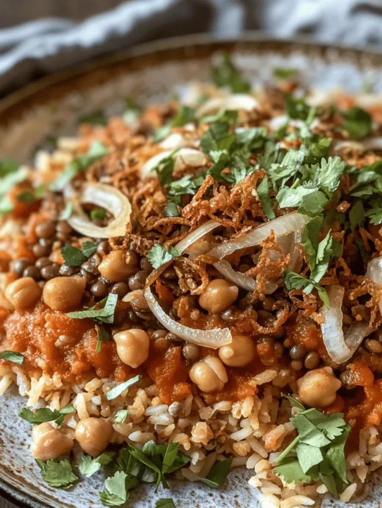 Koshari is more than just a dish; it’s a symbol of Egyptian culinary heritage, a hearty and satisfying meal that brings comfort to many. Revered as the national dish of Egypt, Koshari embodies the spirit of Egyptian street food, reflecting the country’s rich history and diverse culture. This beloved meal combines a variety of ingredients, creating a harmonious blend of flavors and textures that appeal to a wide range of dietary preferences, from vegans to meat-lovers alike.