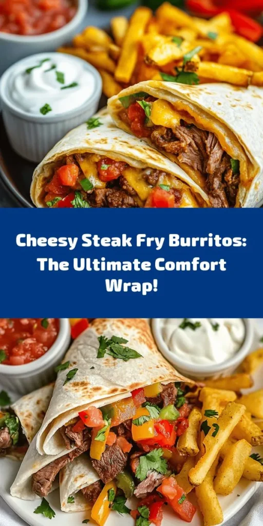 Indulge in the ultimate comfort food with these Steak & Cheese Dirty Fry Burritos! Packed with tender flank steak, crispy French fries, fresh veggies, and gooey cheese, these burritos are a delicious twist on classic flavors. Perfect for a hearty meal, they’re easy to assemble and grill to perfection. Serve with sour cream and salsa for an extra kick. Great for gatherings or a satisfying weeknight dinner; your family will love them!