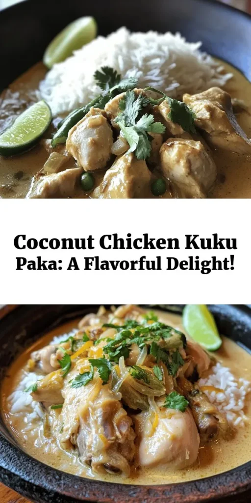 Indulge in the flavors of Kuku Paka Delight, a Kenyan-inspired dish featuring tender chicken simmered in creamy coconut milk. With fragrant spices like curry, cumin, and coriander, this meal is a true taste sensation. Perfect for dinner, it pairs beautifully with rice and fresh lime wedges. In just one hour, you can create a comforting dish that’s sure to impress family and friends. Discover the joy of cooking with this easy recipe!