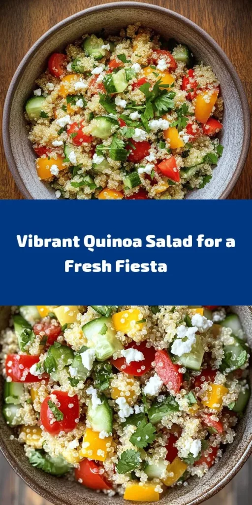 Dive into a vibrant world of flavors with this Colorful Quinoa Salad Fiesta! Packed with nutritious ingredients like cherry tomatoes, cucumber, bell peppers, and avocado, it's both refreshing and filling. With just 30 minutes of your time, this delightful salad is perfect for meal prep or a light lunch. The zesty lime dressing adds the perfect finishing touch. Try it out for your next gathering or enjoy it on a sunny day!