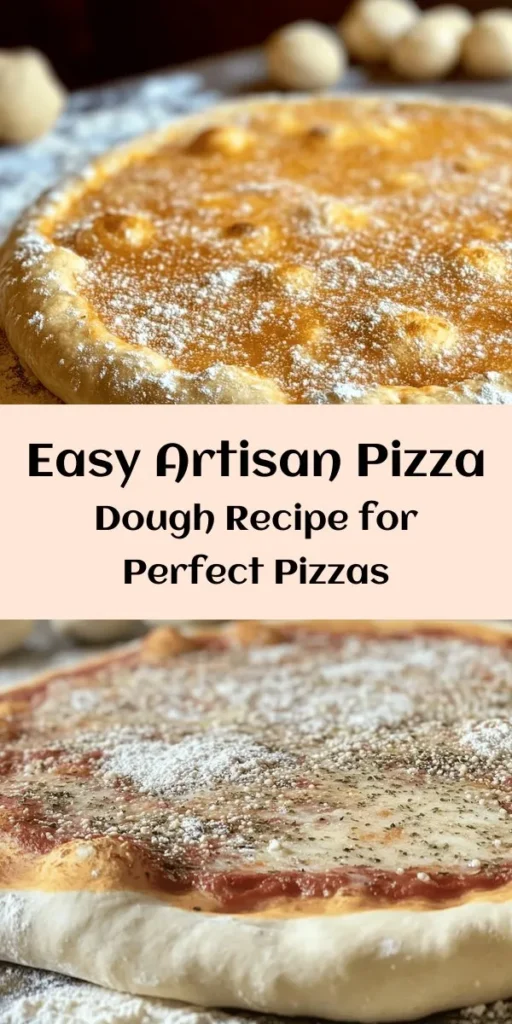 Create delicious artisan pizza from scratch with this simple dough recipe! This homemade pizza dough is perfect for crafting your favorite pies. With just a handful of ingredients like all-purpose flour, sea salt, yeast, and olive oil, you can create a base that's crunchy on the outside and soft on the inside. Let it rise for that perfect texture, shape it to your liking, and top it off with your favorite ingredients. Enjoy a fun cooking experience and indulge in tasty homemade pizza!