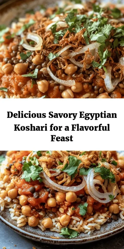 Discover the deliciousness of authentic Egyptian Koshari with this easy recipe! This hearty dish combines lentils, rice, and pasta, topped with crispy onions and a spiced tomato sauce. Perfect for family dinners or meal prep, it's packed with flavors and textures that will delight your taste buds. Garnish with fresh herbs and add hot sauce for a spicy kick. Enjoy a taste of Egypt right in your kitchen!