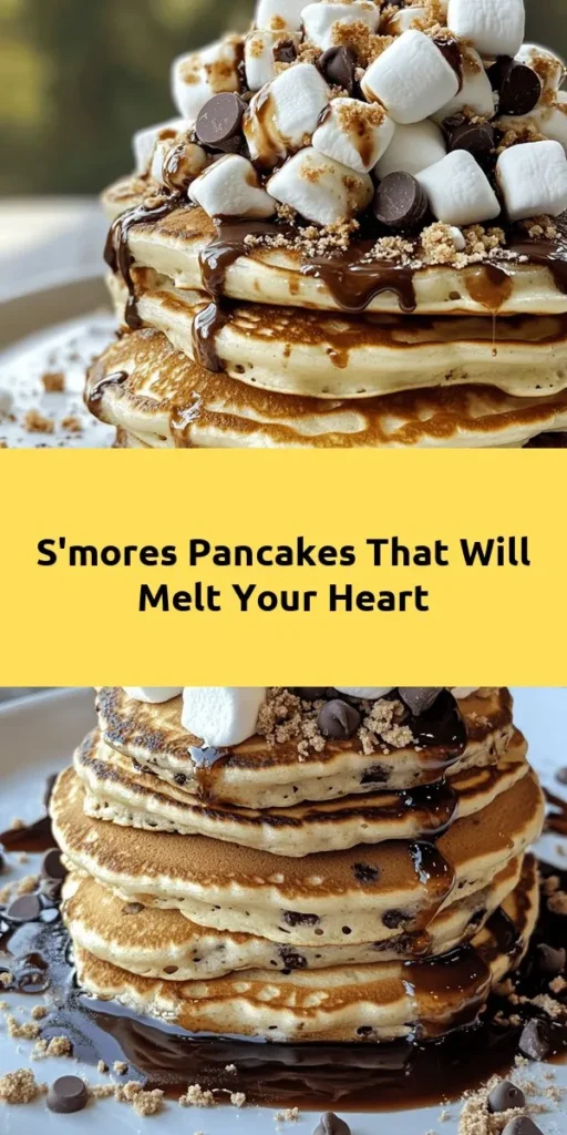 Treat yourself to a delicious breakfast with these irresistible S’mores Pancakes! Made with fluffy pancakes studded with mini marshmallows, chocolate chips, and graham cracker crumbs, this recipe combines all your favorite s’mores flavors in every bite. Perfect for family brunch or a sweet weekend indulgence, these pancakes are easy to make and topped with extra marshmallows and chocolate. Experience the joy of this decadent delight today!