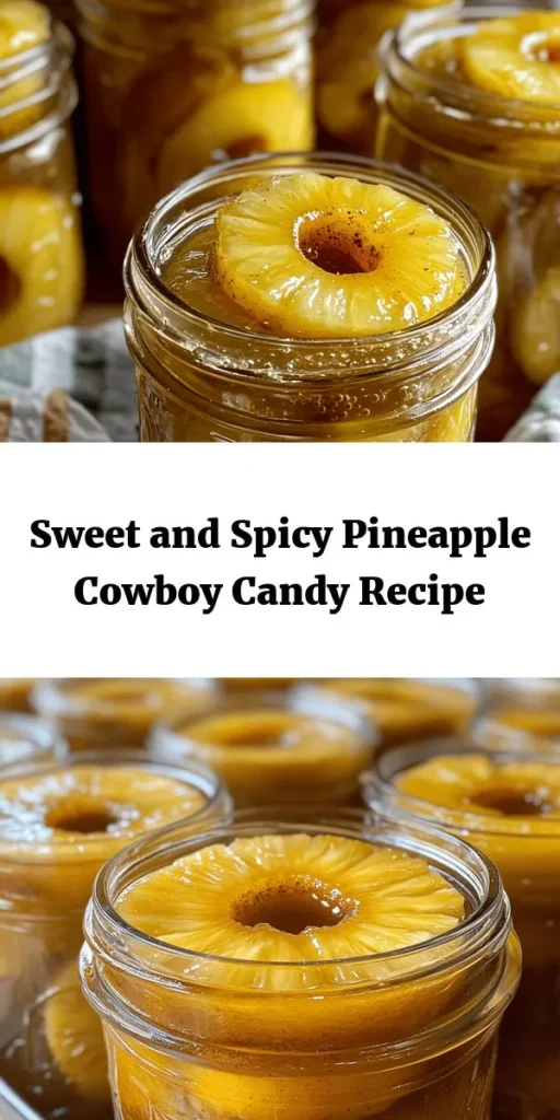 Transform your snacking game with this delightful Pineapple Cowboy Candy recipe! Bursting with sweet and spicy flavors, this treat is perfect for topping ice cream or adding to cheese platters. Made with fresh pineapple rings, a tangy syrup of apple cider vinegar, and a hint of cayenne, these homemade goodies are easy to make and store beautifully in mason jars. Let them marinate for a few days for the best flavor experience. Dig in and enjoy this unique sweet treat!