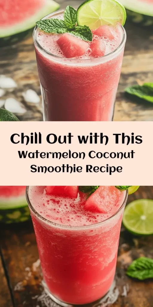 Beat the heat with this refreshing watermelon smoothie made with coconut water! In just 10 minutes, you can whip up a delicious drink that combines ripe watermelon, creamy Greek yogurt, and a hint of fresh lime juice for a burst of flavor. Optional honey adds a touch of sweetness, while fresh mint leaves elevate the presentation. Perfect for hot summer days, this smoothie is not only easy to make but also a healthy, hydrating treat! Enjoy it as a snack or a light breakfast.
