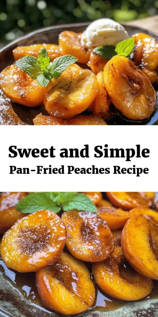 Savor the sweet taste of summer with this quick and delicious Pan-Fried Peaches Delight! Fresh peaches are caramelized in butter, brown sugar, and cinnamon for a warm, indulgent treat. Perfectly topped with fresh mint and optional mascarpone or vanilla ice cream, this dish is ideal for impressing guests or treating yourself. In just 15 minutes, you can create a beautiful dessert that showcases the juicy goodness of ripe peaches. Perfect for any occasion!